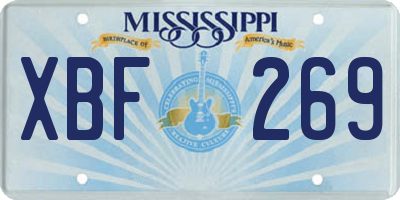 MS license plate XBF269