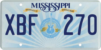 MS license plate XBF270