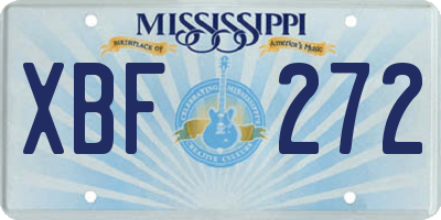 MS license plate XBF272
