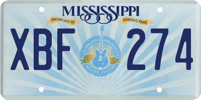 MS license plate XBF274