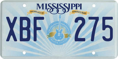 MS license plate XBF275