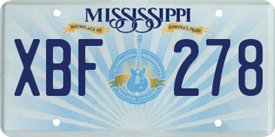 MS license plate XBF278