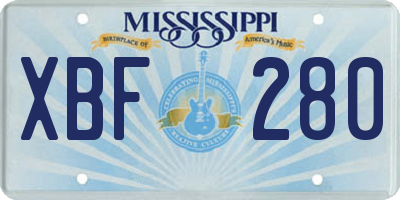 MS license plate XBF280