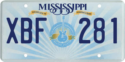 MS license plate XBF281