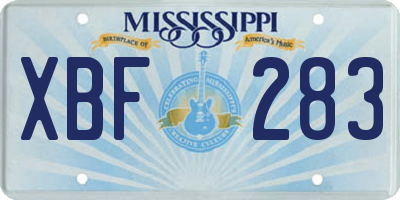 MS license plate XBF283