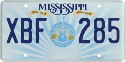 MS license plate XBF285