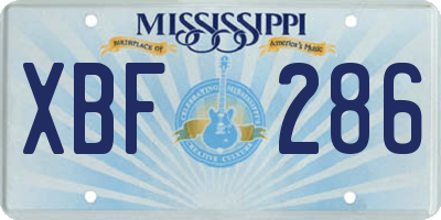 MS license plate XBF286