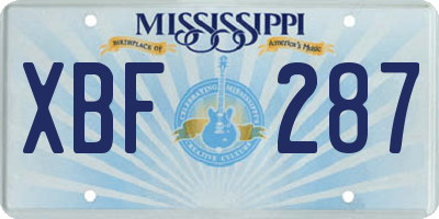 MS license plate XBF287