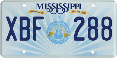 MS license plate XBF288