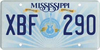 MS license plate XBF290
