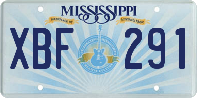 MS license plate XBF291