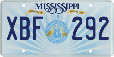 MS license plate XBF292