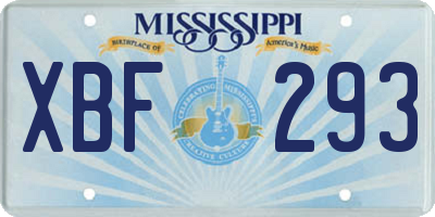 MS license plate XBF293