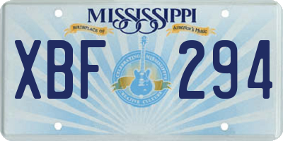 MS license plate XBF294