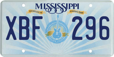 MS license plate XBF296