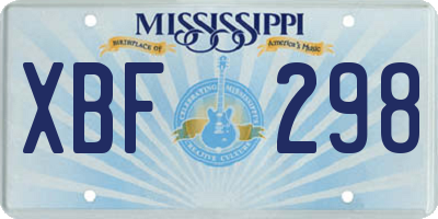 MS license plate XBF298