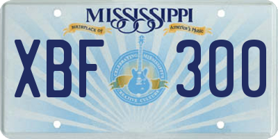 MS license plate XBF300