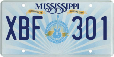 MS license plate XBF301