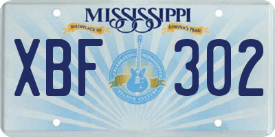 MS license plate XBF302
