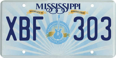 MS license plate XBF303