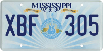 MS license plate XBF305