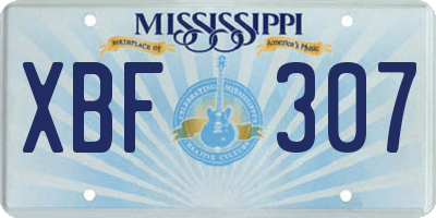 MS license plate XBF307