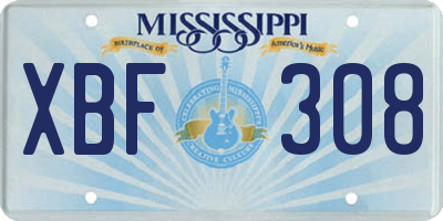 MS license plate XBF308