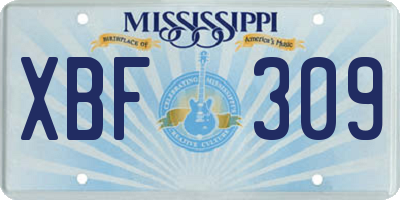 MS license plate XBF309
