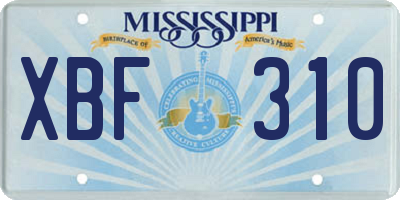 MS license plate XBF310