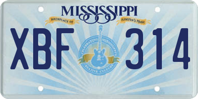 MS license plate XBF314