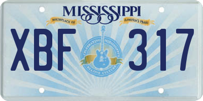 MS license plate XBF317