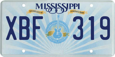 MS license plate XBF319