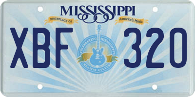 MS license plate XBF320