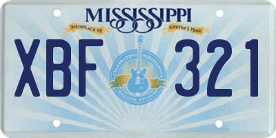 MS license plate XBF321