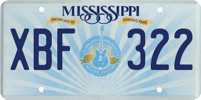 MS license plate XBF322