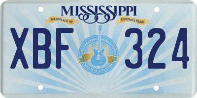 MS license plate XBF324