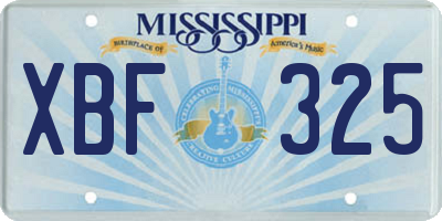 MS license plate XBF325
