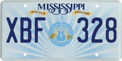 MS license plate XBF328