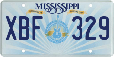 MS license plate XBF329