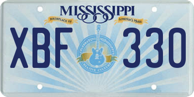 MS license plate XBF330