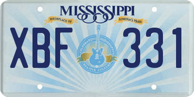 MS license plate XBF331