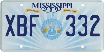 MS license plate XBF332