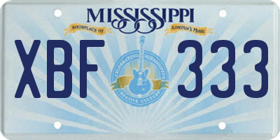 MS license plate XBF333