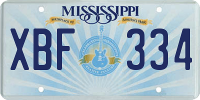 MS license plate XBF334