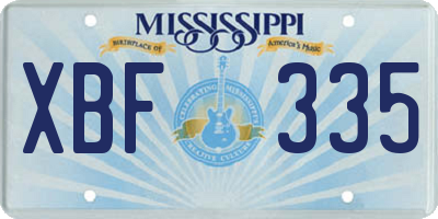MS license plate XBF335