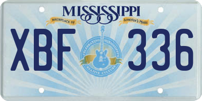 MS license plate XBF336