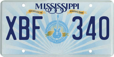 MS license plate XBF340