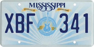 MS license plate XBF341