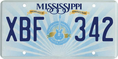 MS license plate XBF342