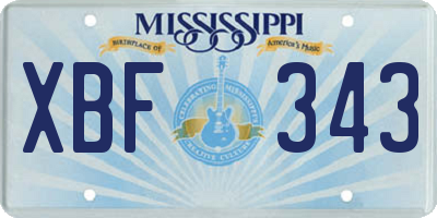 MS license plate XBF343